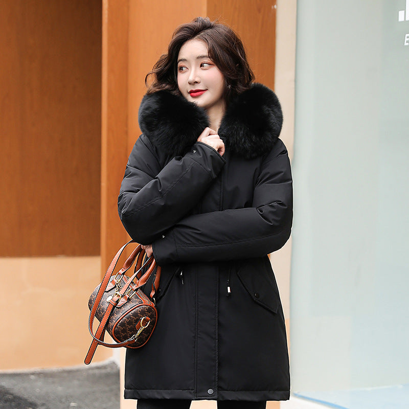 Manteau en coton mi-long ample et tendance pour femme