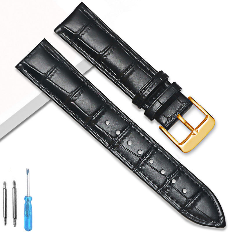 Comfortable Flat Interface Slub Pattern Watch Accessories Leather Strap
