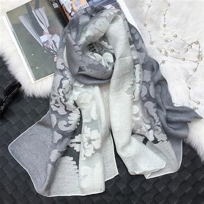 Gradient Cut Flower Organza Lace Scarf