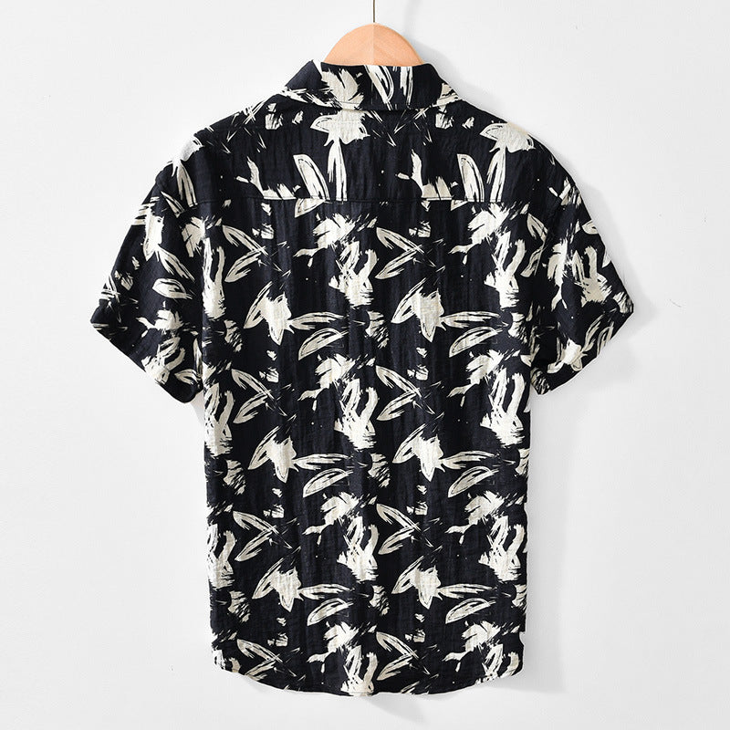 Personalized Printed Black And White Short-sleeved Shirt