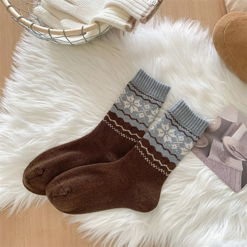 Womens Fashionable Retro Wool Striped Socks