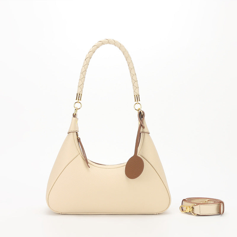 Leather Underarm Woven Crossbody Bag