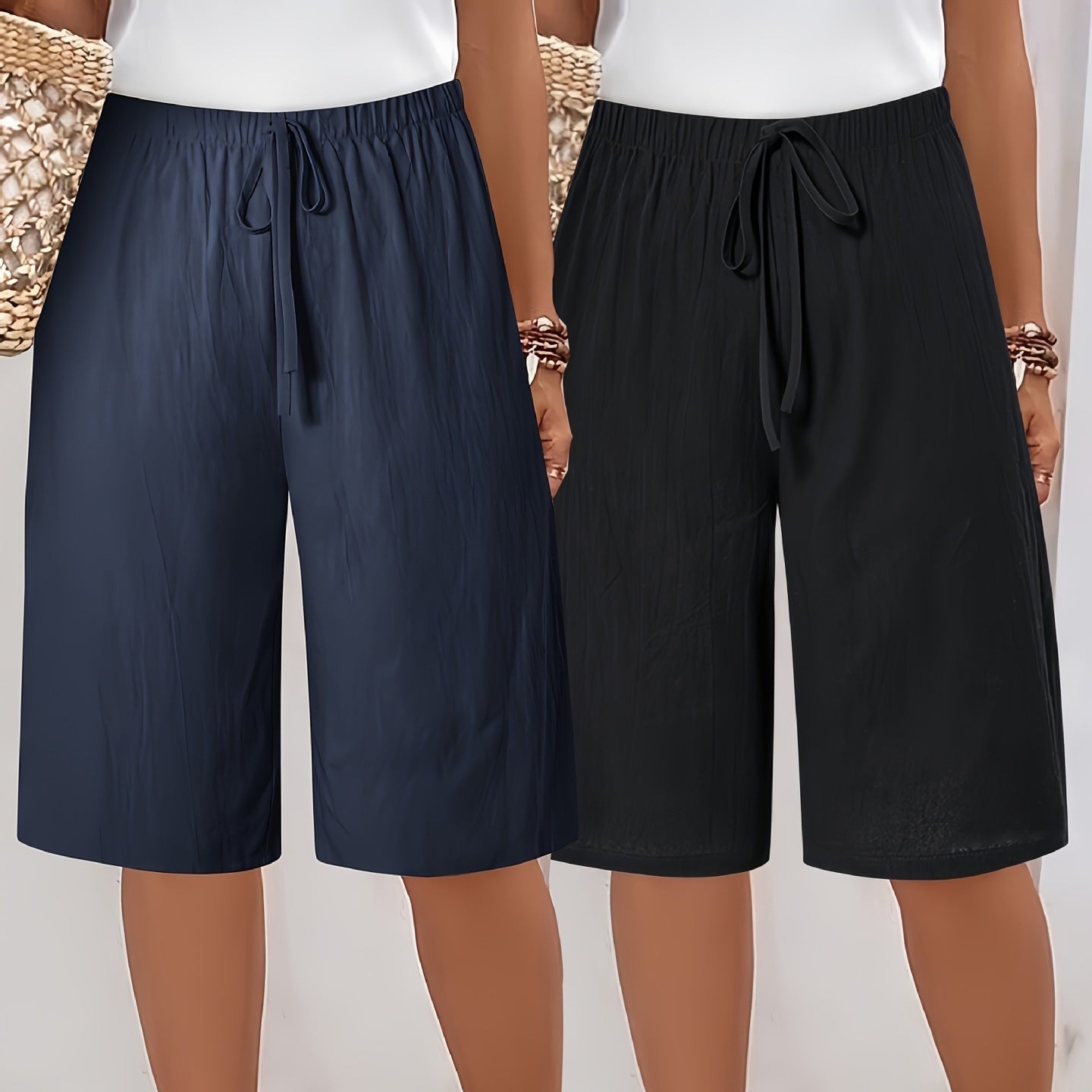 Plus Size WOMEN'S Shorts-casual Beach Pants  2PCs