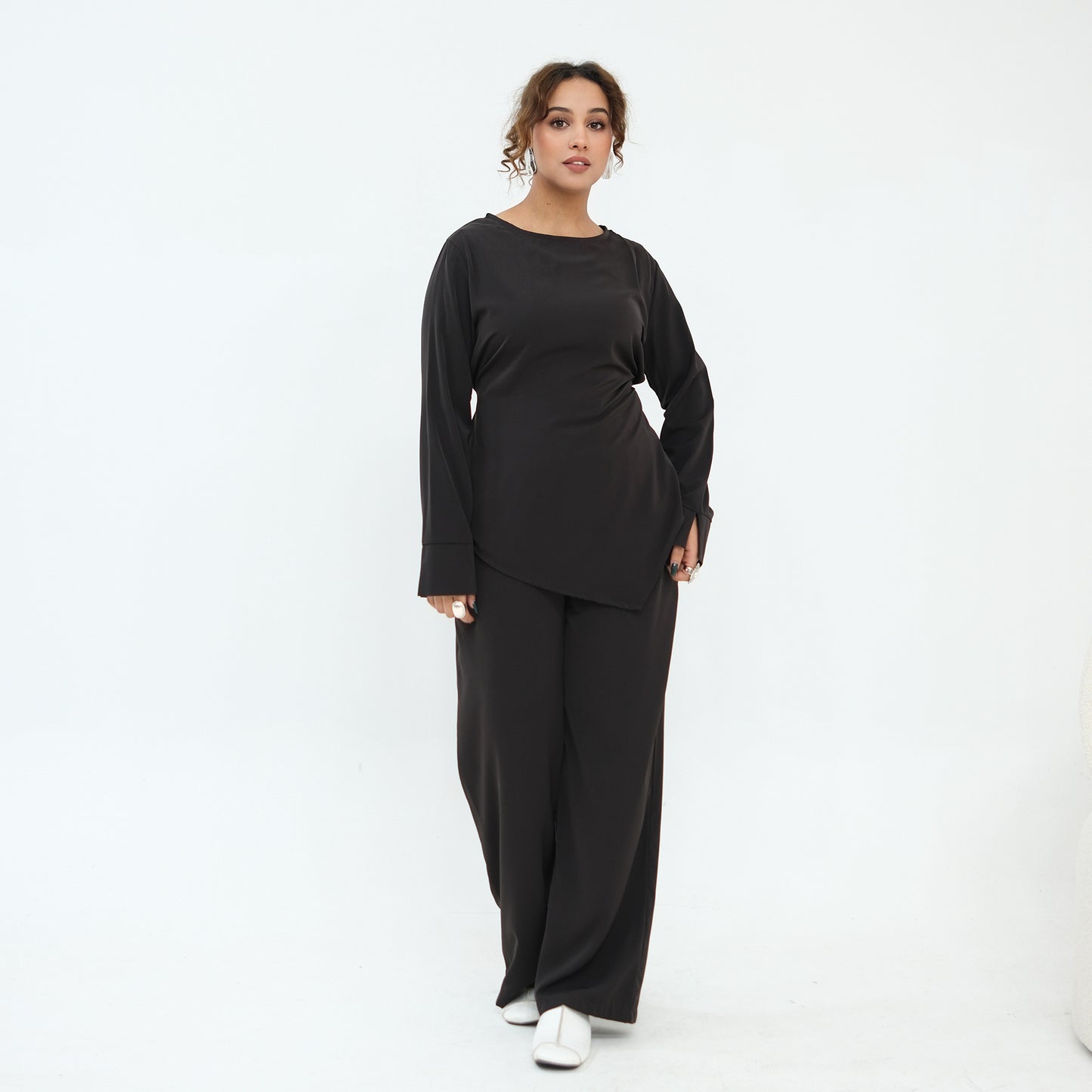 Casual Long-sleeve Top And Pants Two-piece Set