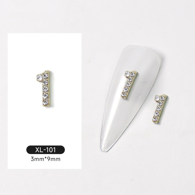 3D Digital Explosion Gold Nail Jewelry Diamond Accessories