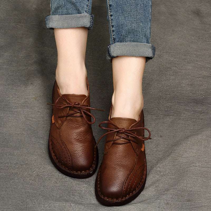 Vintage Mori Women's Leather Handmade Flat Shoes