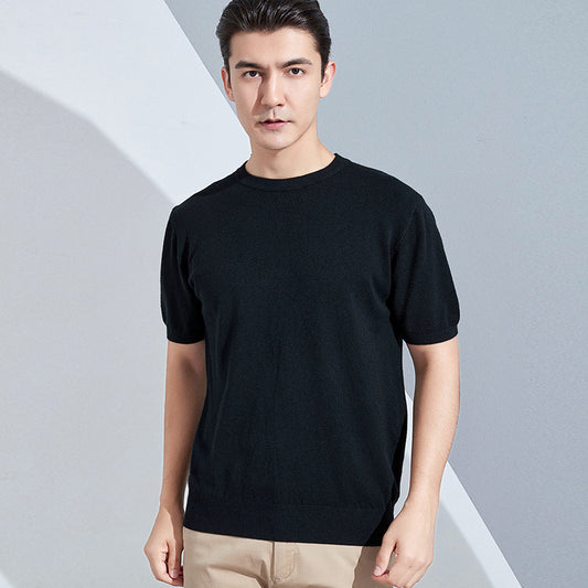 Knitted Short Sleeve Loose T-shirt Pullover Half Sleeve Sweater