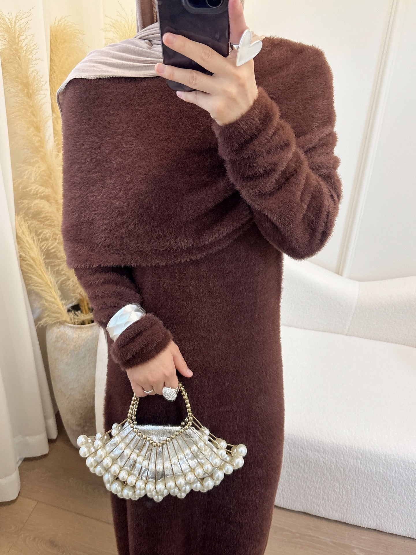 Solid Color Slim-fit Shawl Two-piece Sweater