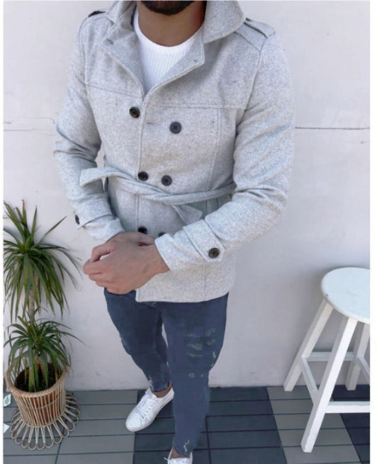 Double-breasted casual trench coat wool coat
