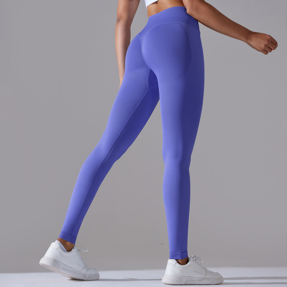 Women's Seamless Knit Breathable Solid Color Cross Waist Yoga Trousers
