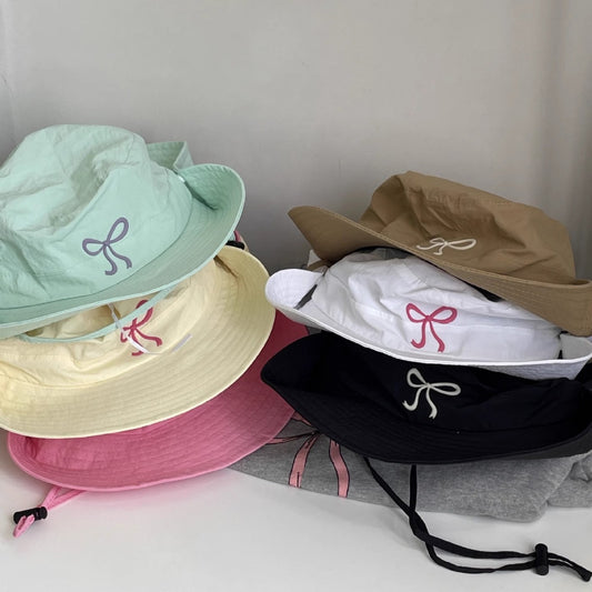 Summer New With Wind Proof Rope Thin Bucket Hat Women