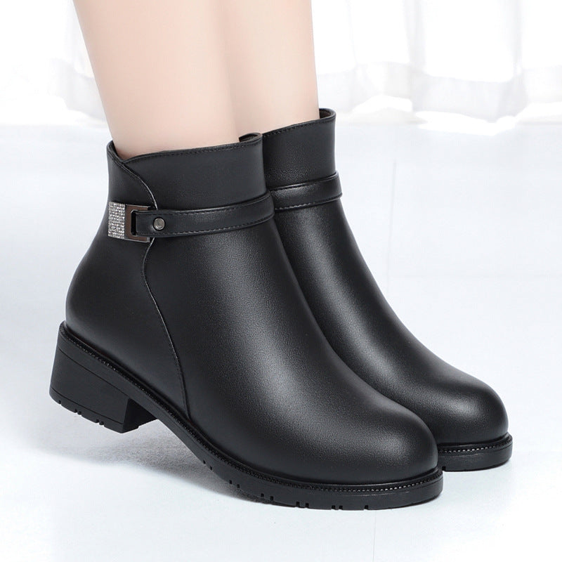 Women's Mid-heel Chunky Heel Metal Embellished Short Boots
