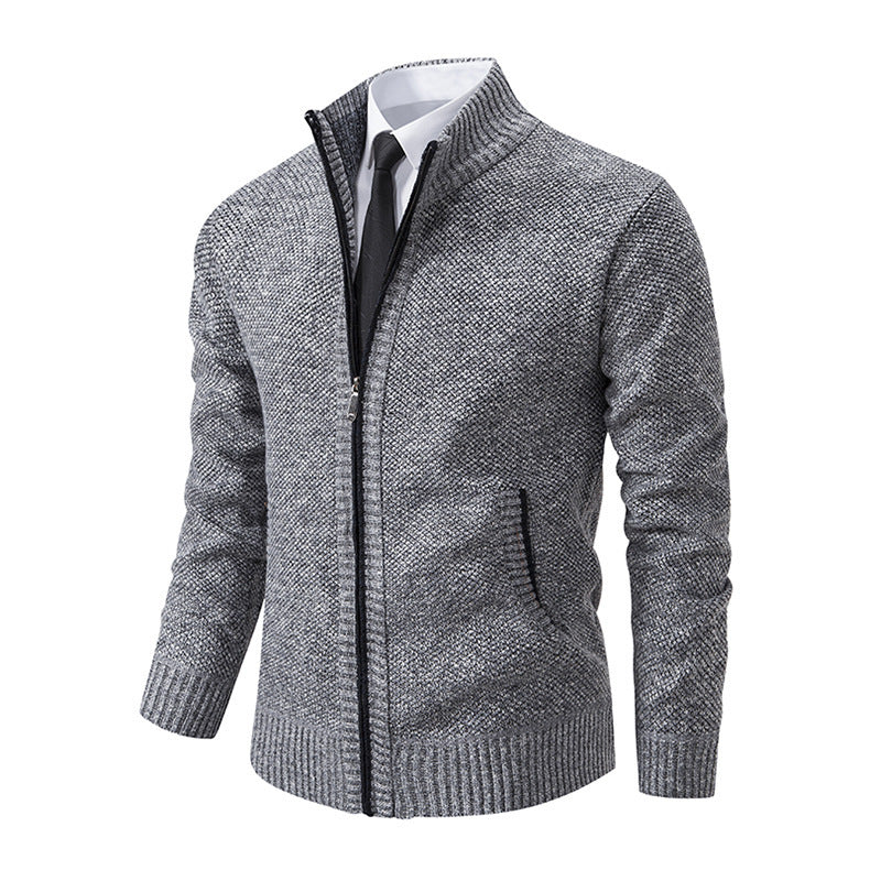 Autumn And Winter Warm Men's Casual Cardigan Stand-up Collar Sweater Coat Fashion