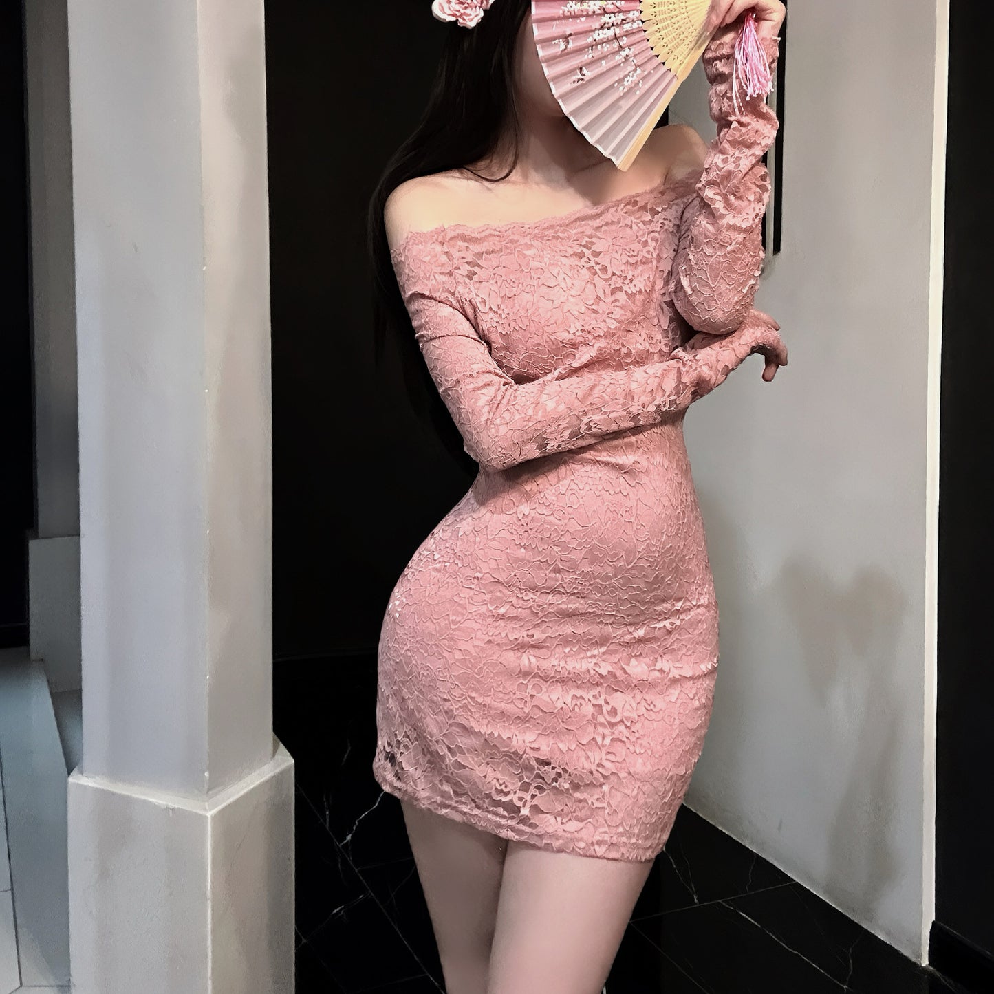 Plus-size Off-shoulder Lace Dress