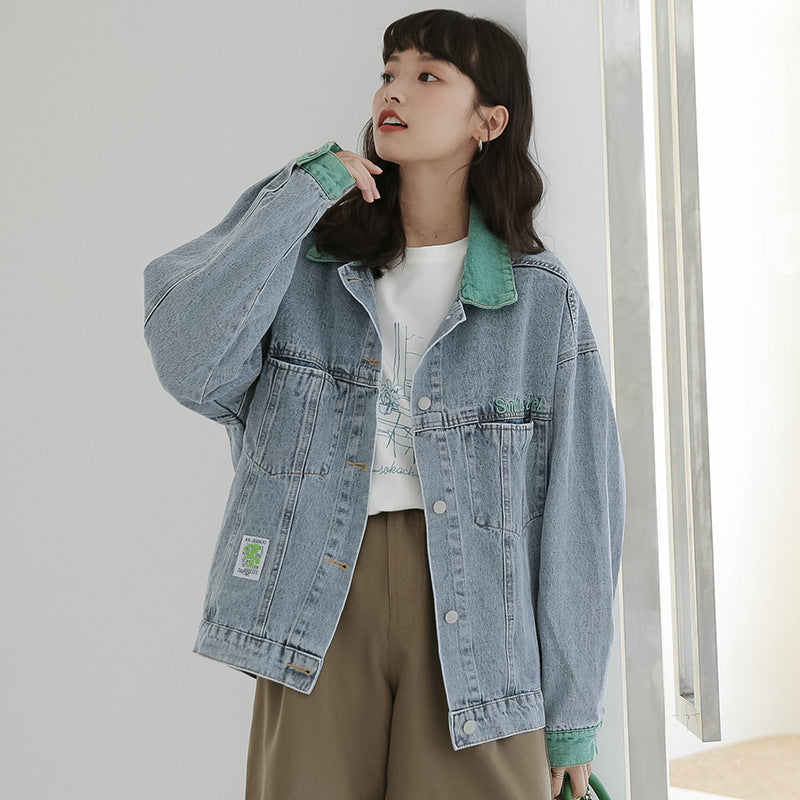 Women's Hong Kong Style Retro Denim Jacket Loose