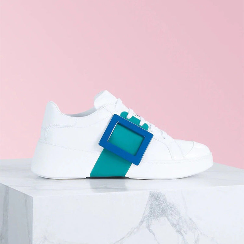 Match Heightened Platform Casual Round Toe Lace Up Sneakers