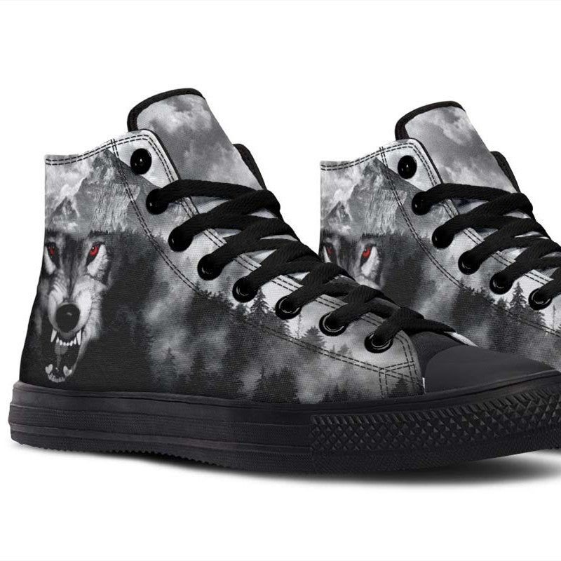 Men's And Women's Fashion Color Printing High-top Canvas Shoes