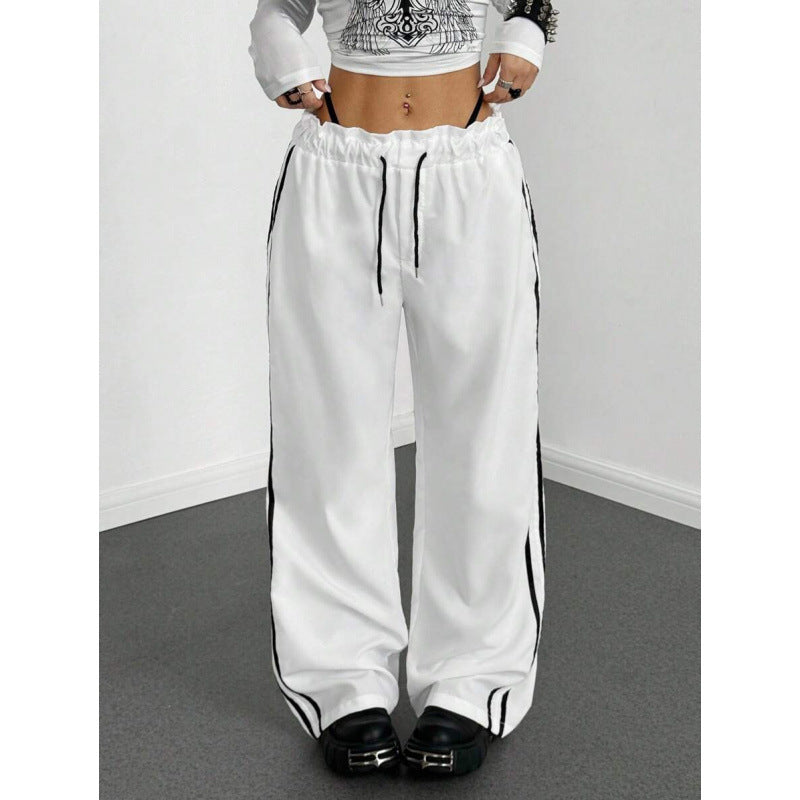 European And American Black Sports Straight Pants Leisure Commute