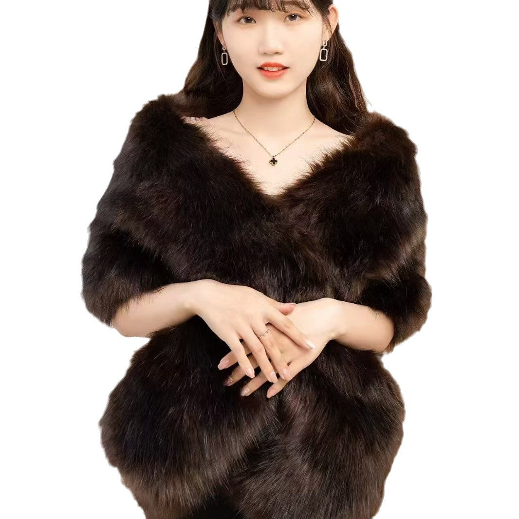 Women's Big Fur Collar Scarf Shawl