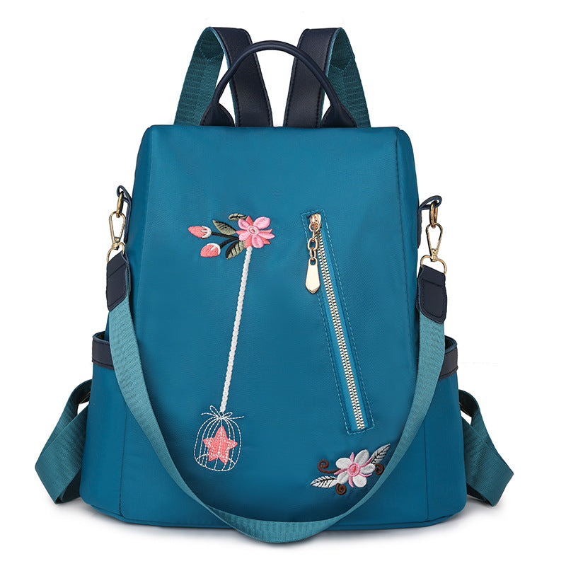 Ethnic Style 3D Embroidered Backpack Women's Waterproof Oxford Cloth