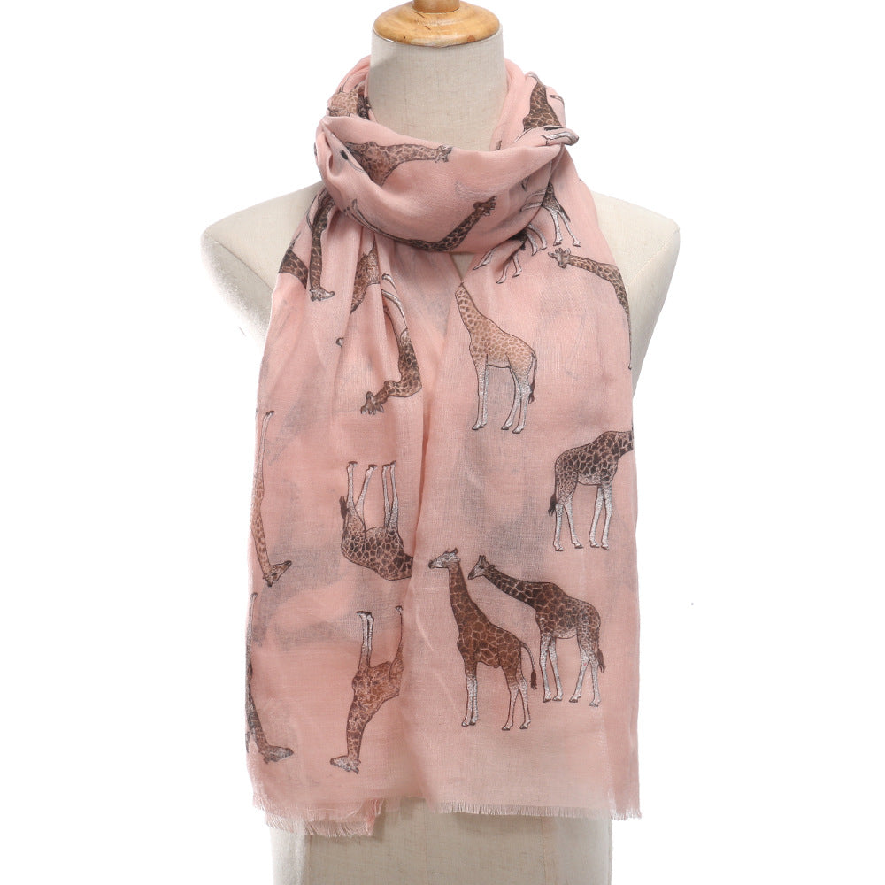 Women's Summer Thin Giraffe Printed Cute Fashion Shawl