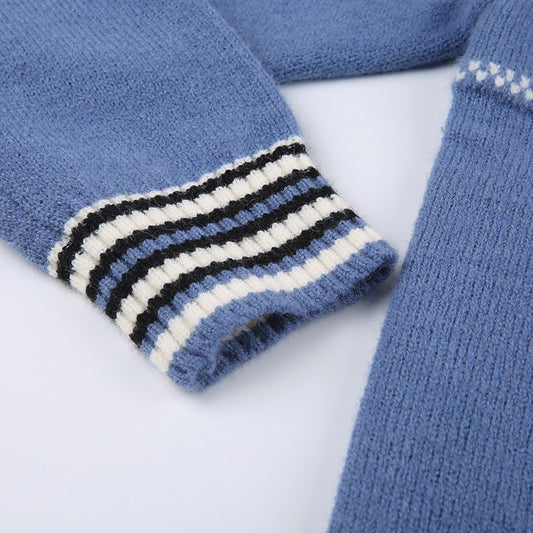 Vintage Star Woven V-Neck Button Cardigan Academy