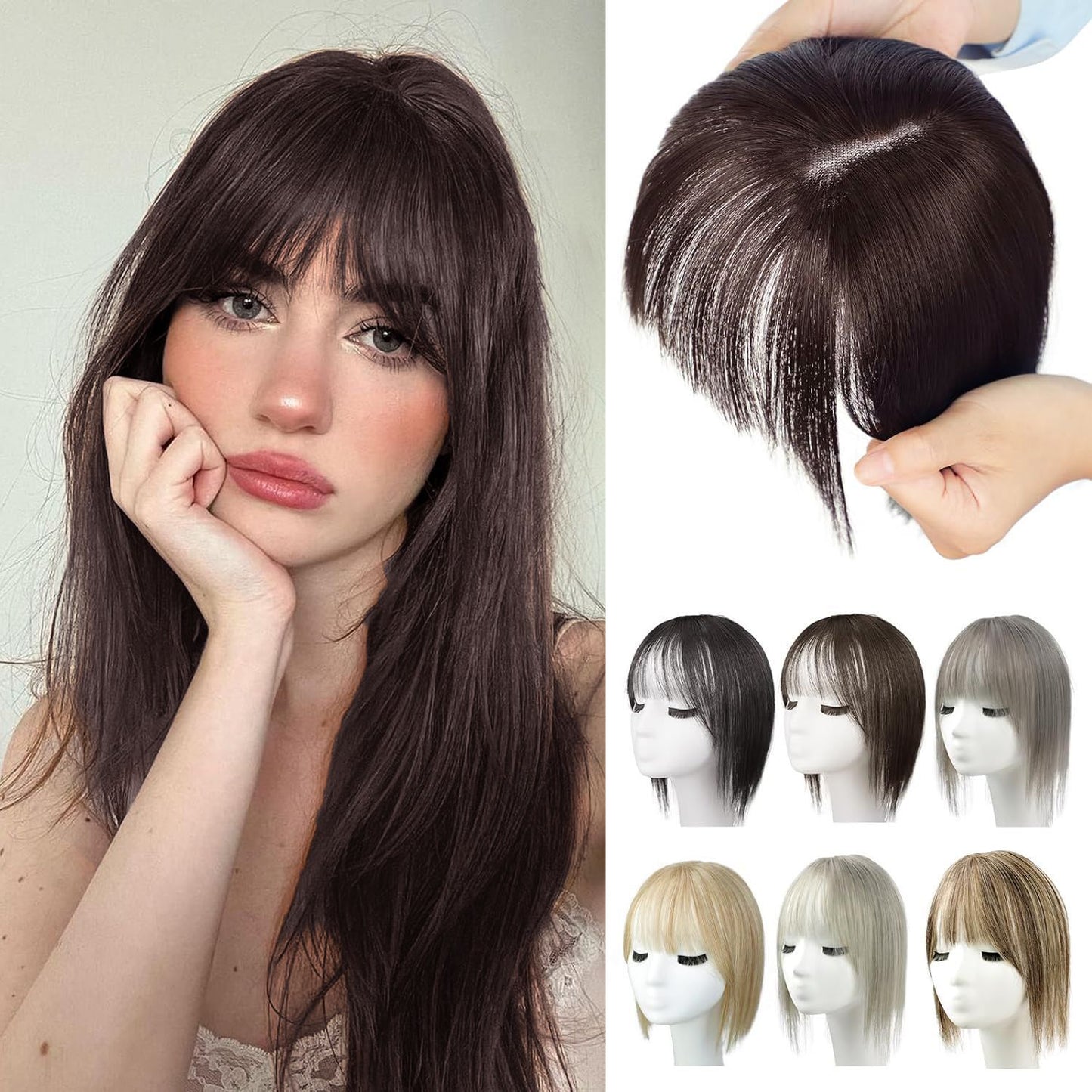 Wig Women's Natural Lightweight Breathable Cover Gray Hair Invisible