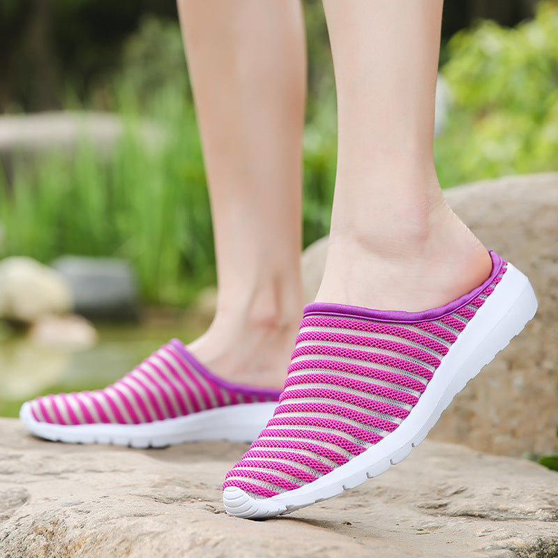 Half Drag Small White Mesh Breathable Casual Women's Shoes