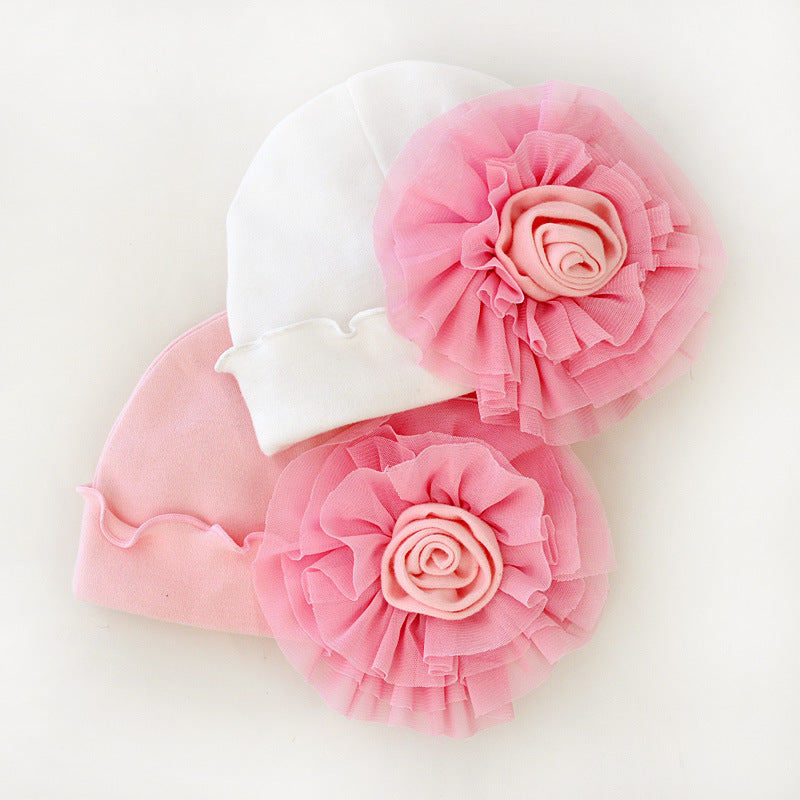 Super Smuk Stor Blomst Strikket Pige Babyhue