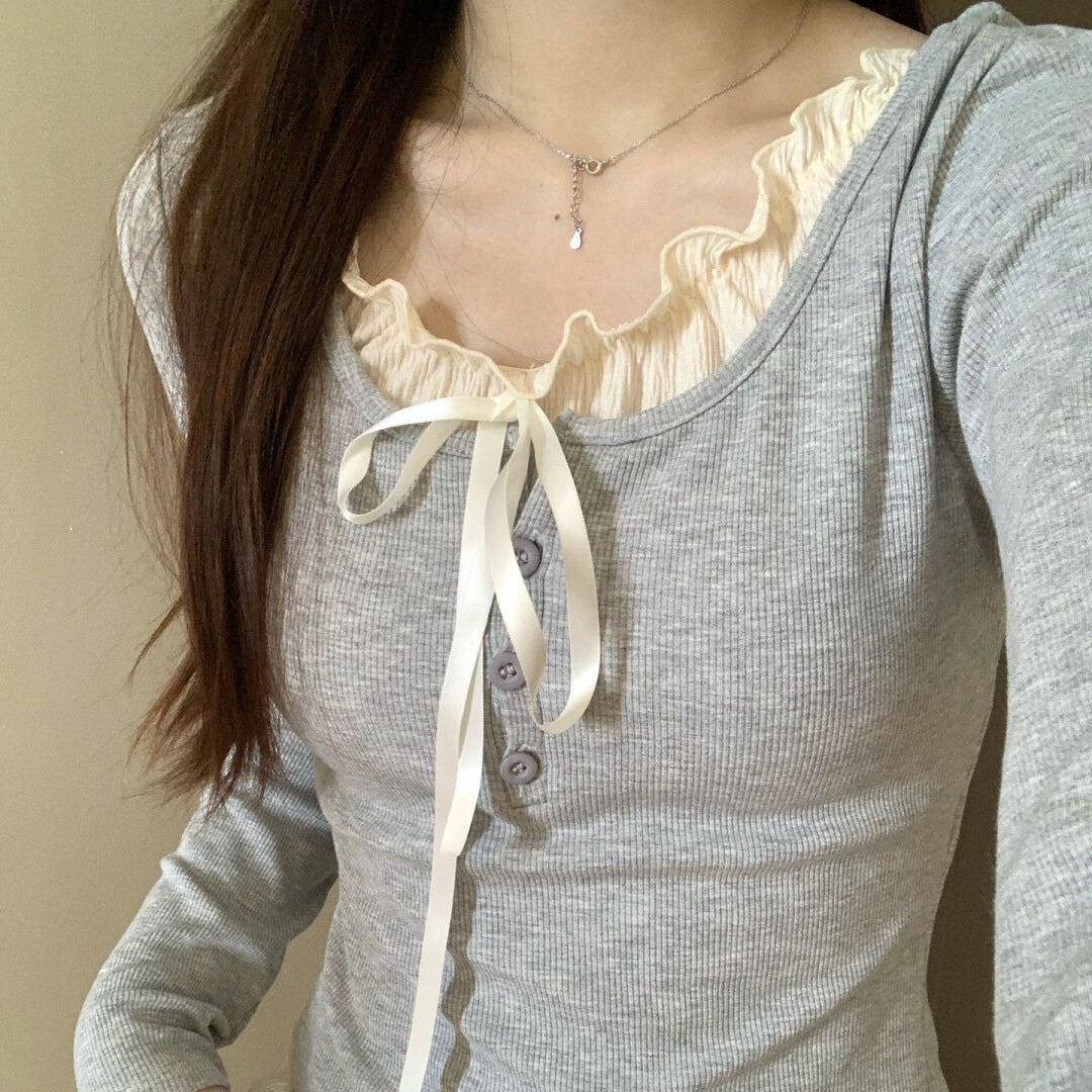 Pure Desire Lace Inner Match Bottoming Shirt