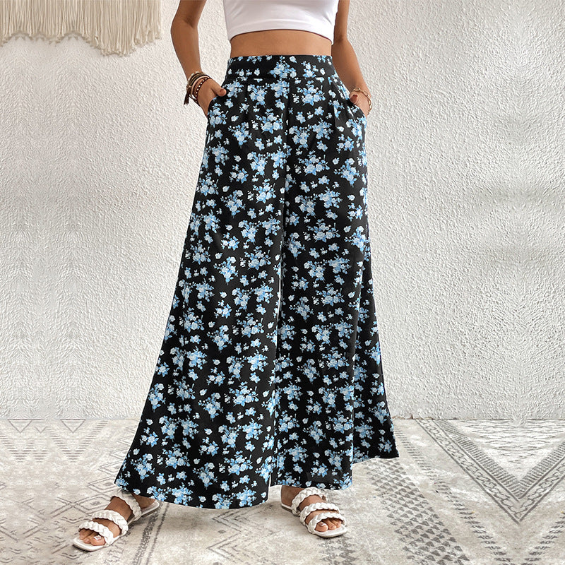 Womens Stylish Casual Printed Wide-leg Pants