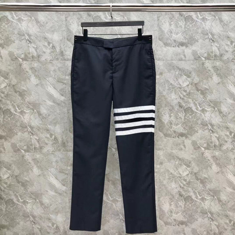 Men's Ladies Couple White Four-bar Suit Suit Trousers Wool Blended British Style Business Suit