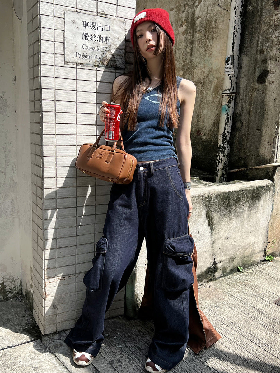 Women's Fashion Retro Street Loose Slimming Work Clothes Jeans