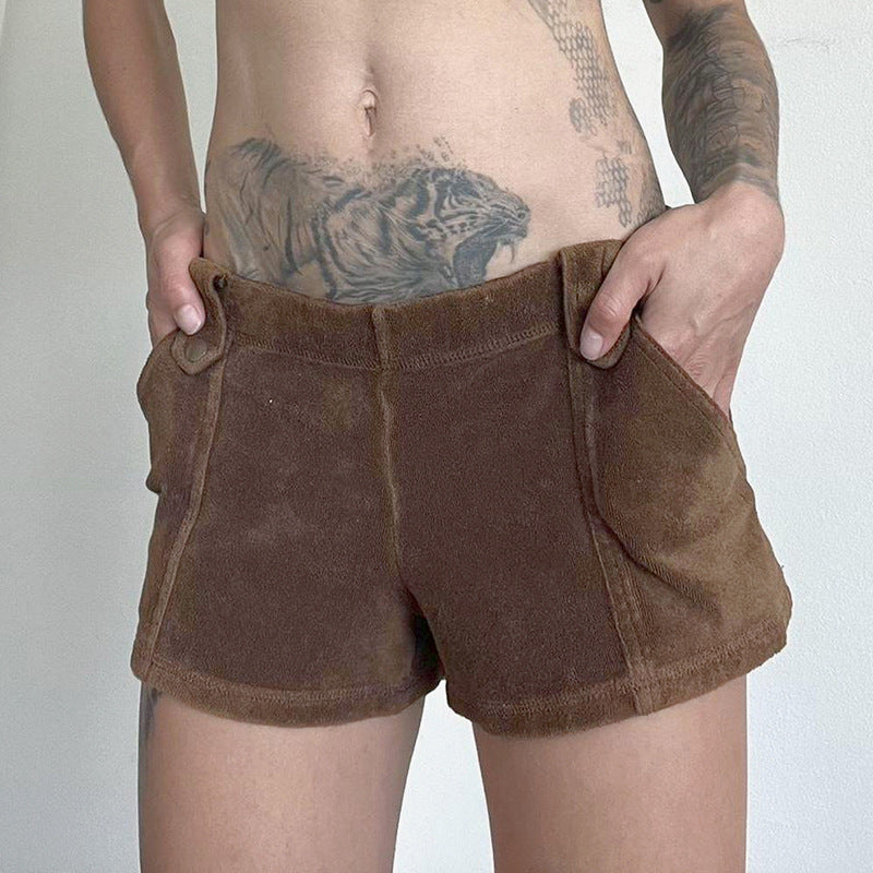 Maillard Wear Brown Woven Low Waist Slimming Casual Pants