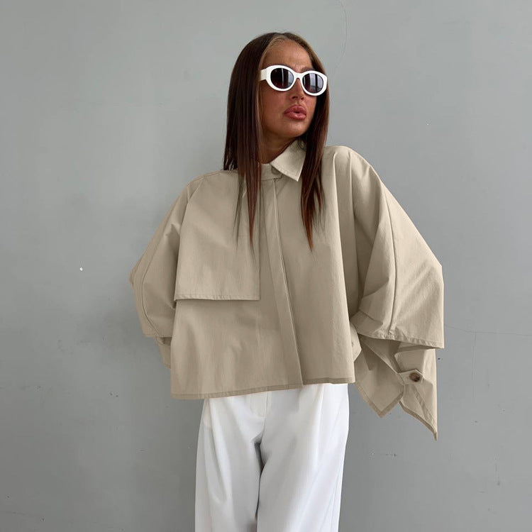 Dame Casual Flagermusærme Cardigan Skjorte
