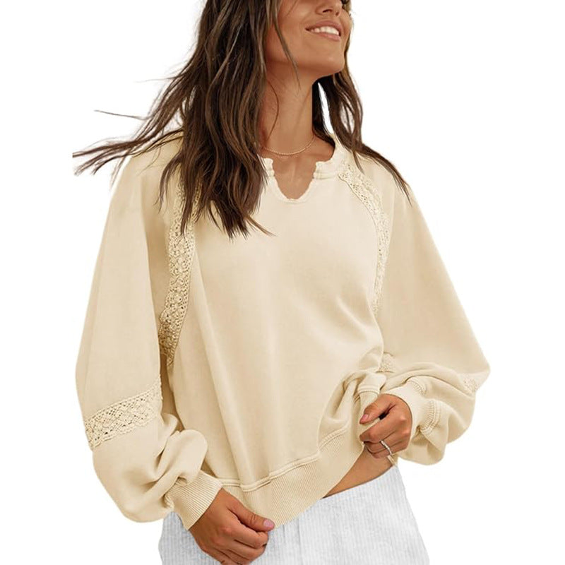 Dame Sweatshirt Afslappet V-hals Blonde Sweater