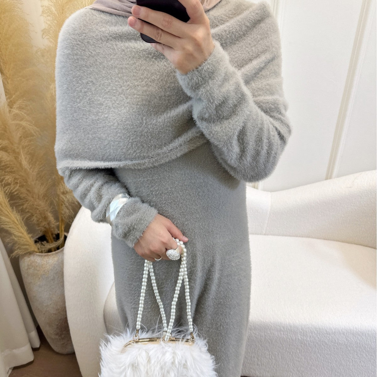 Solid Color Slim-fit Shawl Two-piece Sweater