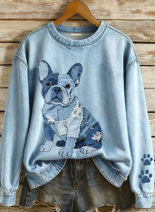 Womens Printed Saint-Like Sweater With A Crew Neck