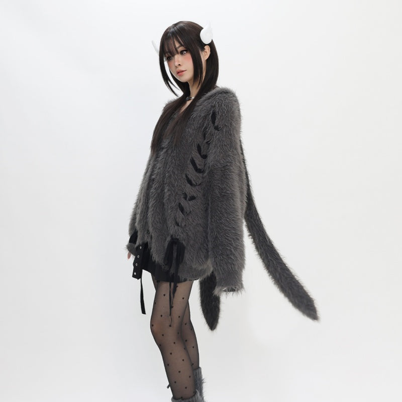 Fluffy Faux Mink Thickened Sweater Loose Top Autumn Winter