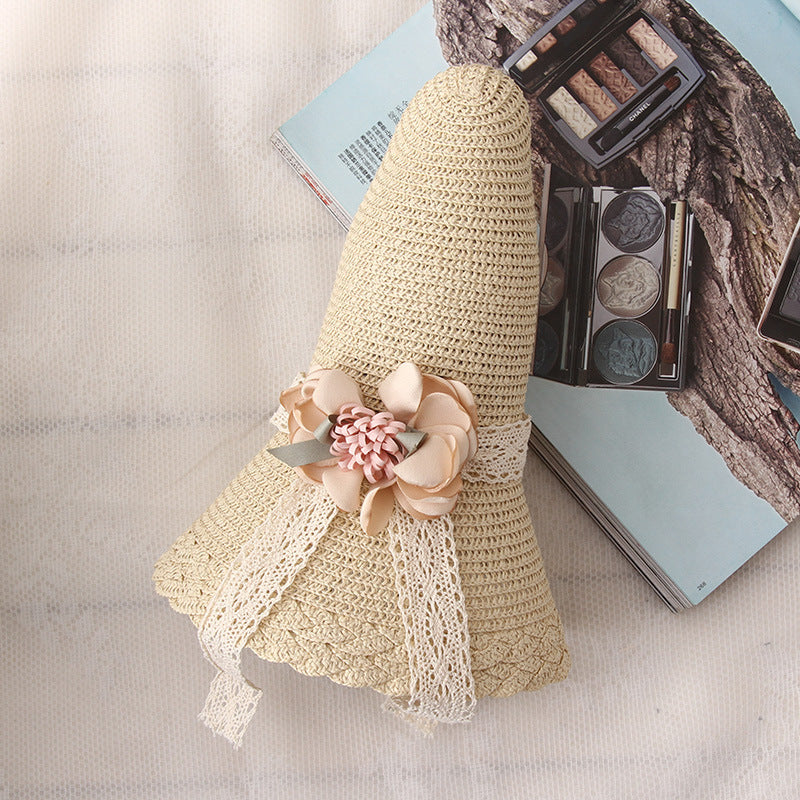 Flower Lace Children's Sunscreen Shade Straw Hat