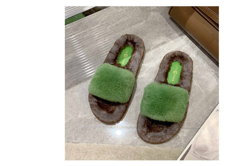 Women's New Flat Bottomed Casual Wool Slippers