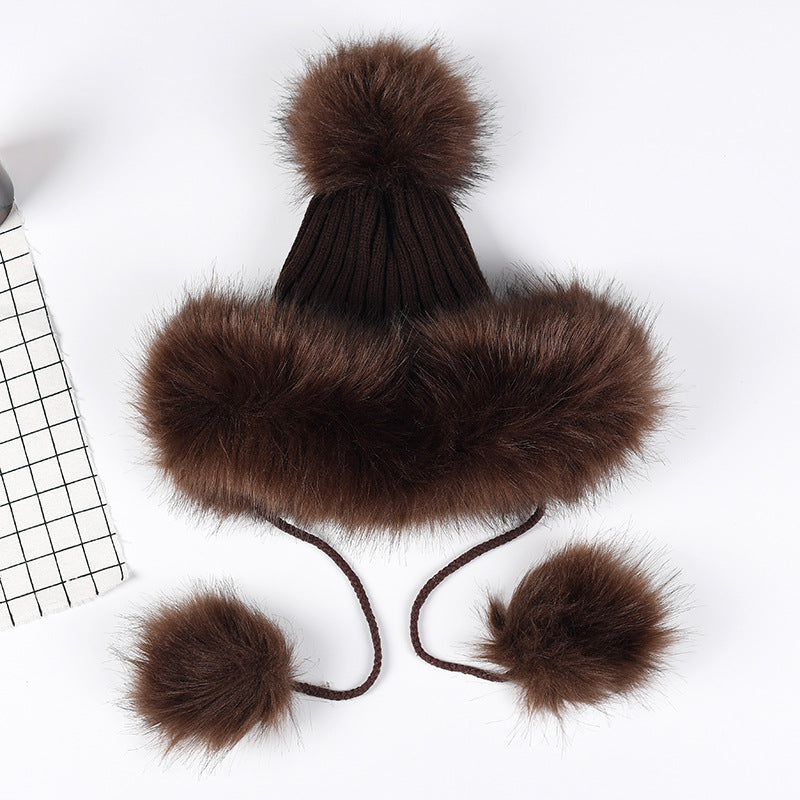 Women's Temperament With A Hundred Plus Thickened Fur Ball Hat