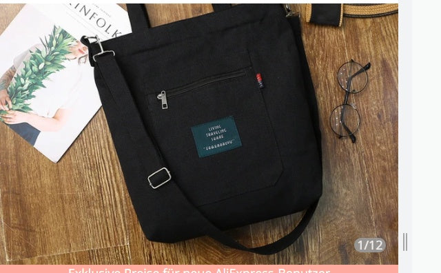 Detachable Strap Literary All Match Canvas Shoulder Bag
