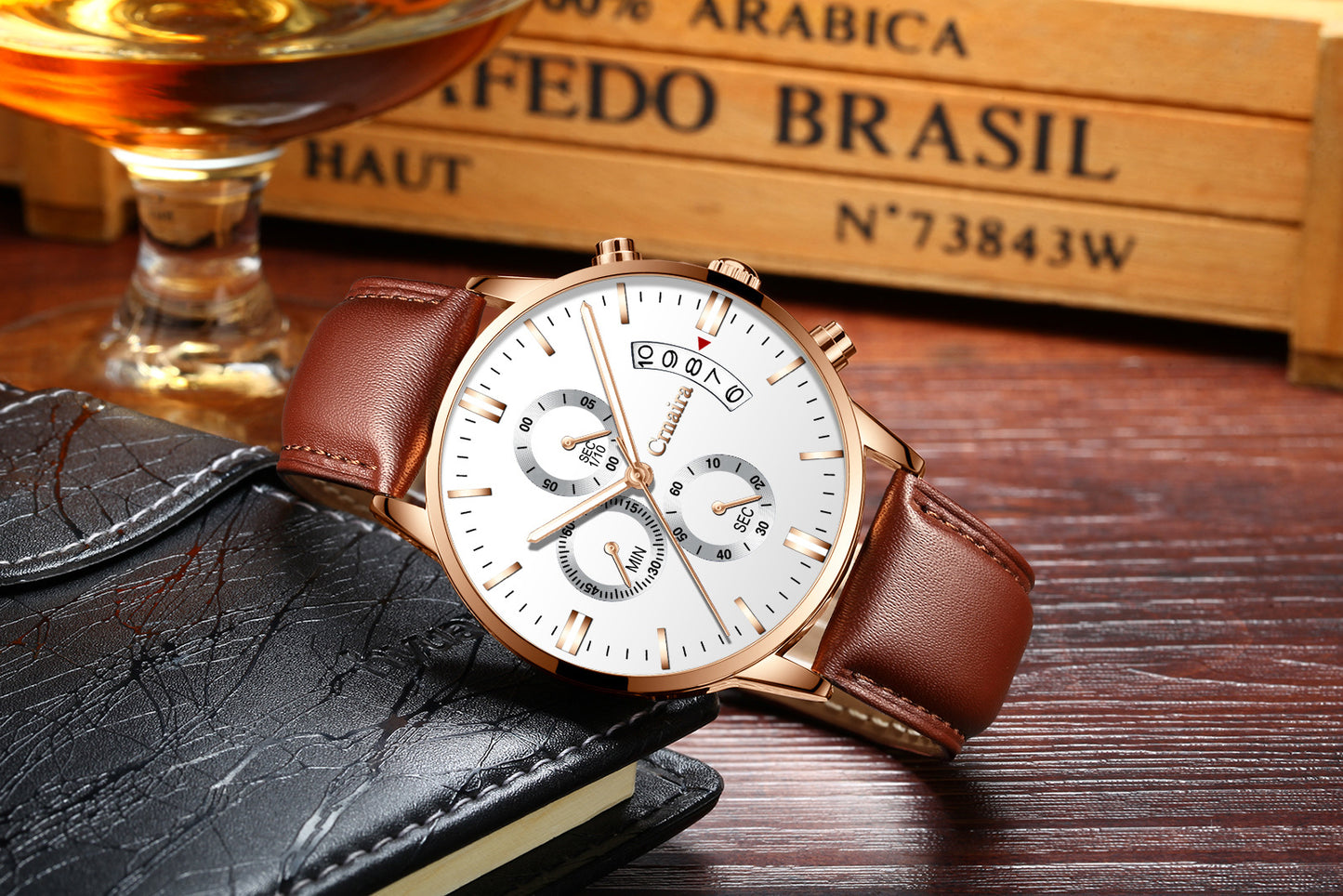 Men's Waterproof Luminous Multi-functional Diamond Quartz Watch