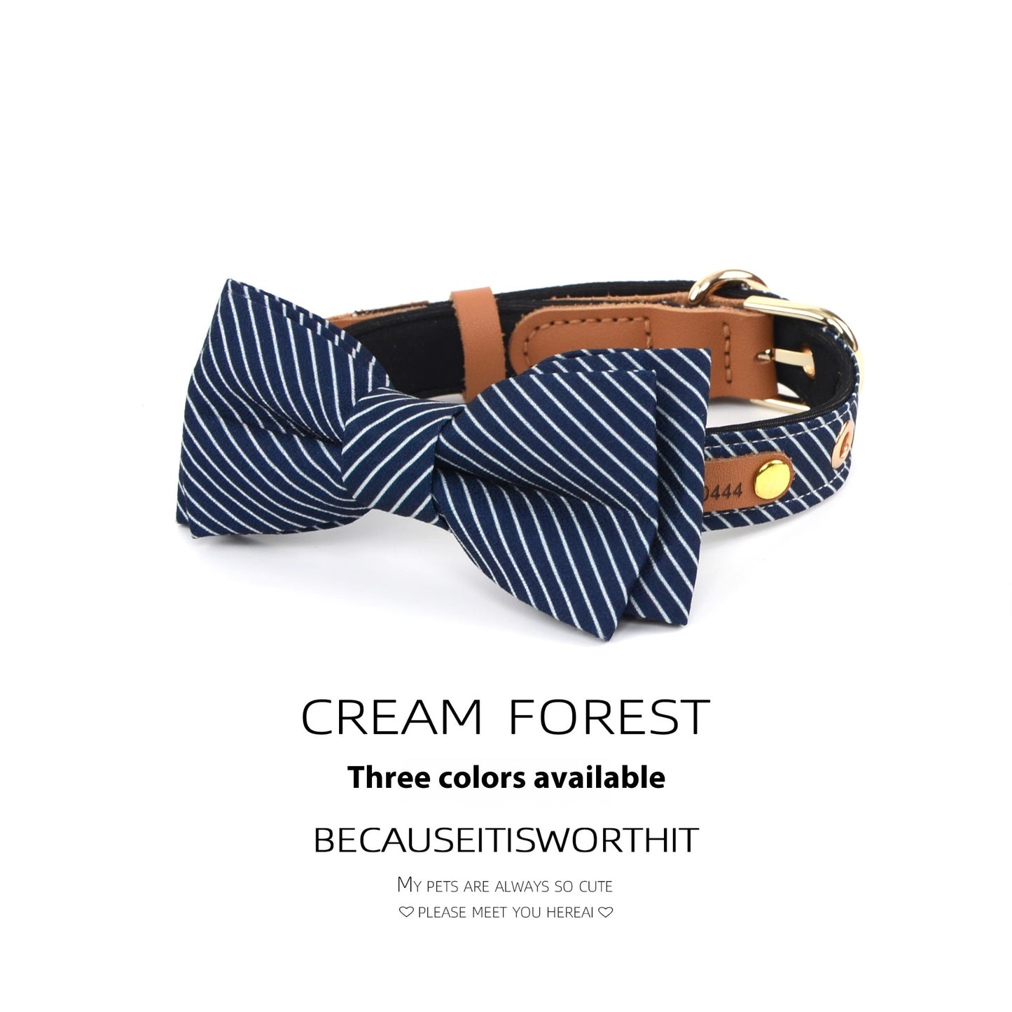Simple Cotton Detachable Bow Dog Collar