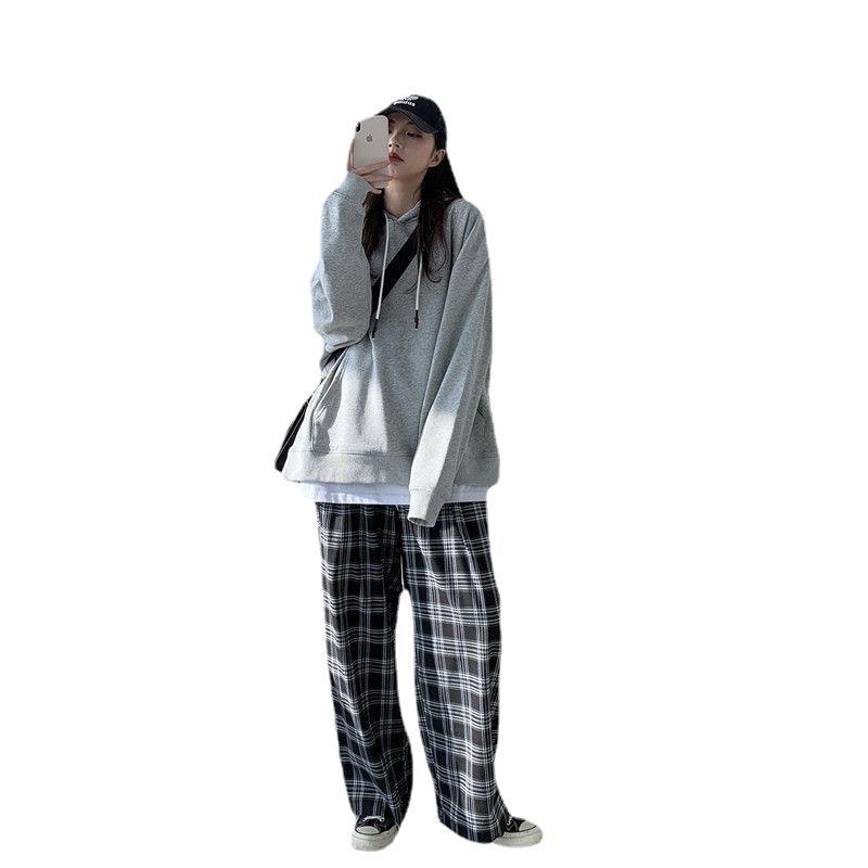 Women's Plus Size Fleece Plaid Sports Pants