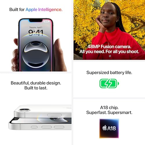 Apple iPhone 16e 128 GB: Byggd för Apple Intelligence, A18-chip, superlång batteritid, 48 MP Fusion-kamera, 6,1-tums Super Retina XDR-skärm – svart