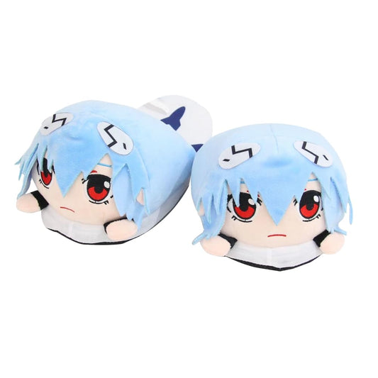 DEXSHUN Ayanami Rei Anime tofflor söt tecknad unisex bomullstofflor hem casual tofflor höst vinter varma tofflor