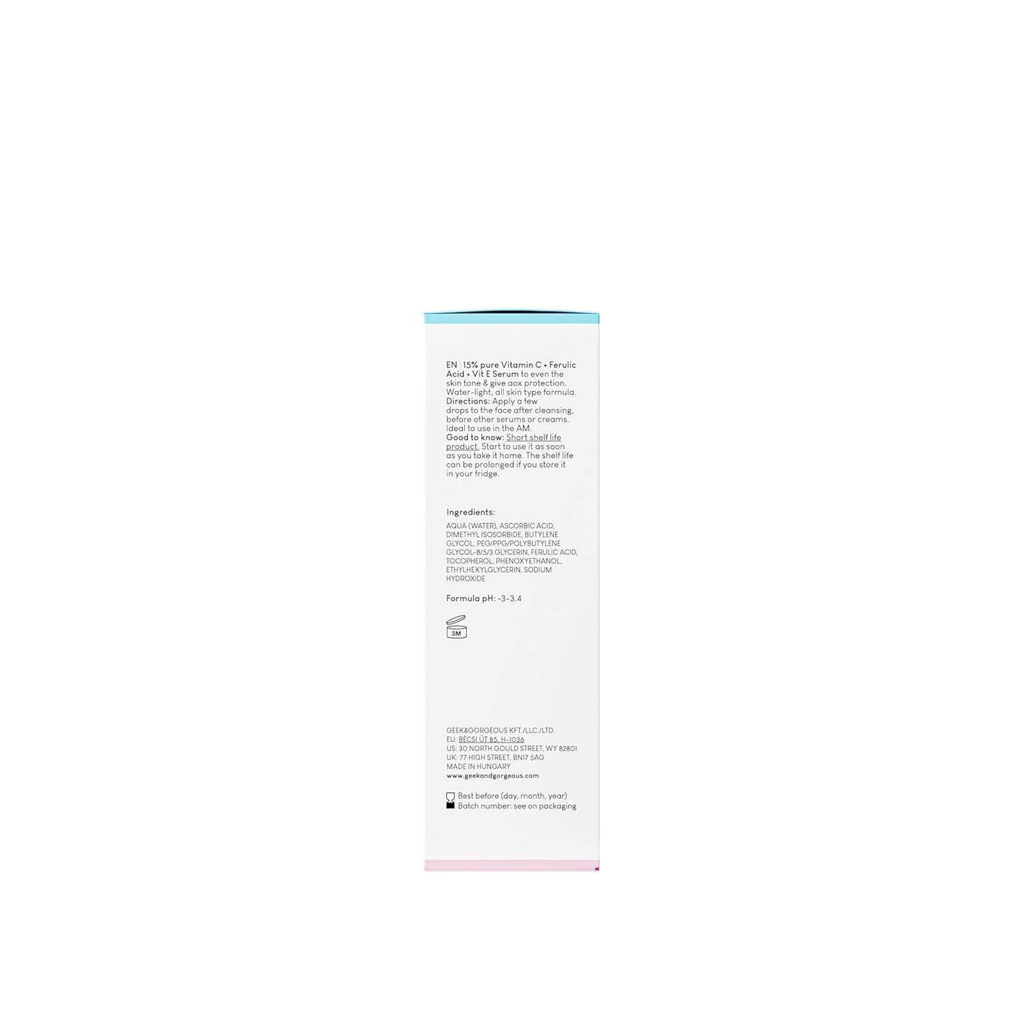 Geek & gorgeous – C-glöd – 15 % C-vitamin ferulic acid & E-vitamin serum, skyddar mot miljöskador, boosts collagen och evens hudton – alla hudtyper, duo-pack 30 ml x 2