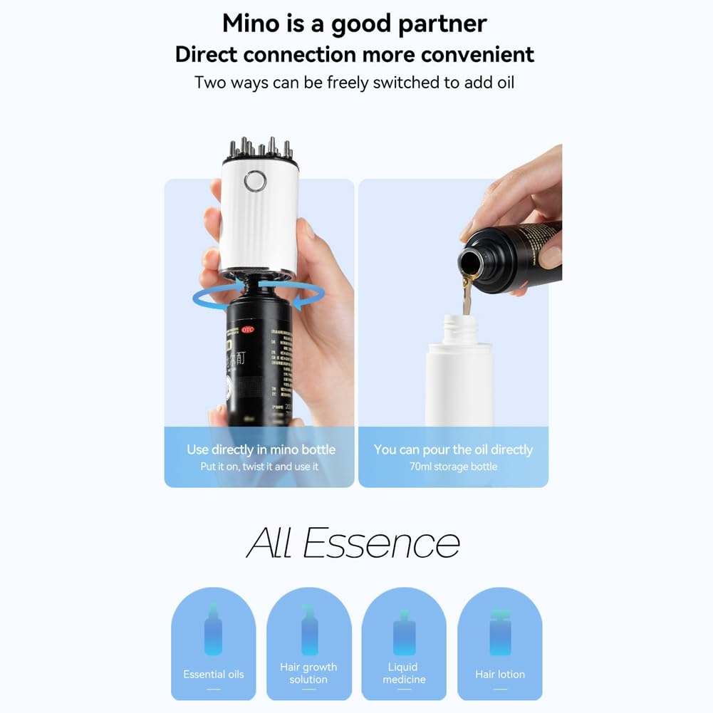 AMIUHOUN 3-i-1 vibrerande hårolja applikator hårbehandling massageapparat röda ljus med 70 ml förvaring hårbehandling tillväxt applikator